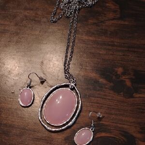 Elegant Pink and Silver Jewelry Set